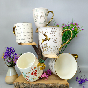 Nhà Máy Giá Rẻ Bán Buôn Sứ Ly Biểu Tượng Tùy Chỉnh 12Oz Mạ Vàng Rim Gốm <span class=keywords><strong>Mug</strong></span> Với Giáng Sinh Letter Decal - Product Image 5