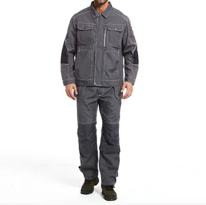 कस्टम पुरुषों काम सूट उपयोगिता मल्टी जेब Worksuit जैकेट कार्गो पैंट घुटने पैड उपकरण बैग के साथ सेट