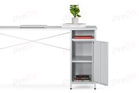 Bureau d'ordinateur en acier Predo OD50701 avec armoire à une porte, bureau de travail moderne en métal, montage facile, poste de travail avec rangement
