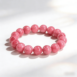 צמיד חרוזים עגולים מאבן ורדרדה טבעית מתכוונן, אופנתי, פשוט, אנרגטי, פנג שואי, אביזר קריסטל - Product Image 6