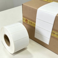 Rouleau d'étiquettes adhésives blanches vierges, résistantes et écologiques, autocollants à transfert thermique pour codes-barres, pour l'artisanat et la fabrication de bougies