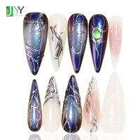 Collection de faux ongles gothiques de luxe faits à la main en acrylique, style stiletto, avec gel liquide chrome, pour nail art, vente en gros