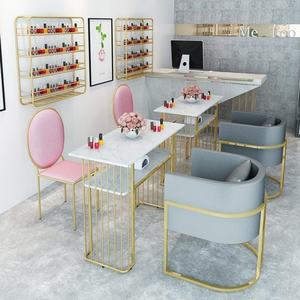 Juego de Muebles para Salón de Uñas, Mesa de Manicura Doble y Juego de Sillas, Mesa de Uñas Rosa, Muebles de Manicura para Salón - Product Image 3