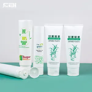 Eco friendly 100% riciclabile tubi di canna da zucchero tubo di canna da zucchero verde PE polietilene lozione cosmetica tubo imballaggio biodegradabile
