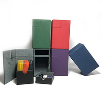 Kotak Kartu Kulit PU Kustom Desain 2 Laci, Tempat Dadu, Tempat Kartu Trading, Penahan Magnet /Yugioh/TCG Merek KXM, Promo Panas