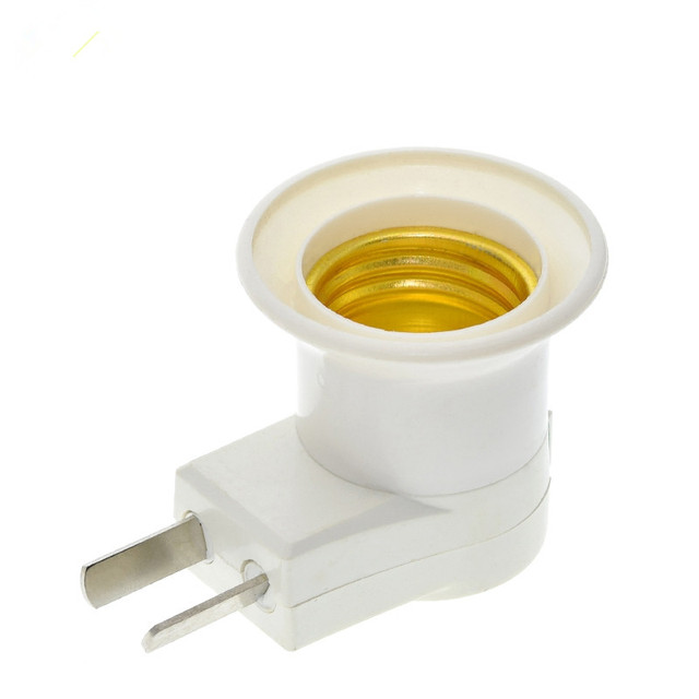 Practical White E27 LED Light Socket To US Plug Holder Adapter Converter For Bulb Lamp