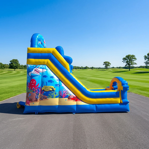 Tobogán Inflable Comercial con Temática Oceánica, Apto para Fiestas de Cumpleaños Infantiles, con Pared de Escalada, para Alquiler en Eventos - Product Image 3