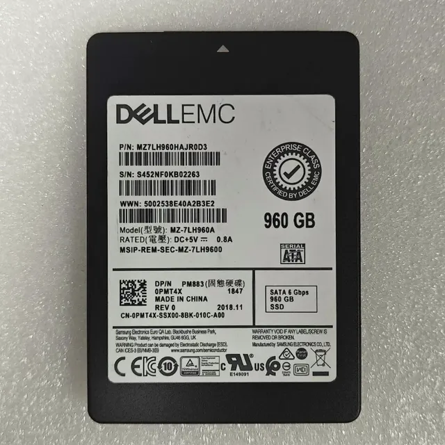 PM883 960G SATA Internal SSD for Desktop Refurbished & Used Model MZ7LH960HAJR0D3