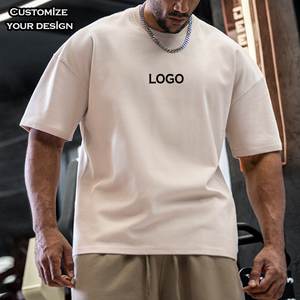 Men's Casual Loose Oversized 100% Cotton T-Shirt 220g Heavyweight Custom Short Sleeve Solid Pattern High Quality Knitted <strong>Top</strong> - Product Image 2