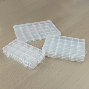 Transparent Plastic Storage Box With Fixed Slots For Jewelry Beads Small Parts Organization Desktop Organizer 20x15cm - Product Image 4