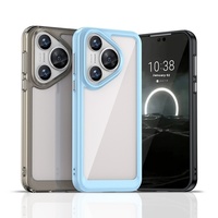 Coque de téléphone portable transparente de luxe en PC et TPU anti-chute avec fonction antichoc pour Huawei Pura 70, Honor et iPhone