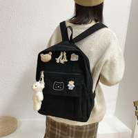 Sac à dos en velours côtelé durable pour étudiantes, design rétro simple, grande capacité, pour collégiennes et lycéennes