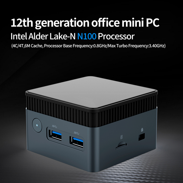 OEM New DDR5 Mini Desktop PC Fanless SSD Win 11 Intel N100 Quad Core Portable Industrial Gaming Office HD VGA Customizable
