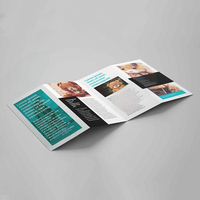Conception d'impression, dépliant personnalisé à quatre volets, page couleur, prospectus publicitaire, échantillon de brochure pliée, matériel de formation