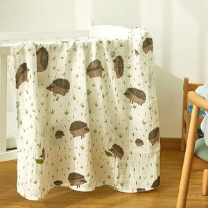 Couverture en coton tissée à 6 couches pour nouveau-né, serviette de bain avec motif d'animaux de dessin animé, couverture en mousseline pour bébé - Product Image 1