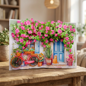Carte de vœux 3D pop-up artificielle, motif jardin de roses, découpée au laser, faite à la main, en papier artistique, personnalisable OEM ODM pour la décoration intérieure - Product Image 3