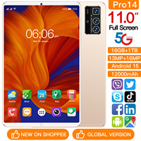 Tablet Pro 14 de 11 Pulgadas MTK, 16GB+1TB, 108MP, 8000mAh, 5G, Doble SIM+TF, Lápiz Activo, Teclado Folio, Ratón, Wi-Fi Empresarial