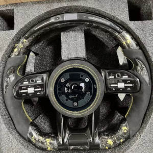 พวงมาลัยรถแข่งหนังสีดำคาร์บอนไฟเบอร์สำหรับรถ <span class=keywords><strong>AMG</strong></span> Mercedes-Benz W211 C-Class W204 W205 GLS S-Class <span class=keywords><strong>W221</strong></span> W222 - Product Image 6