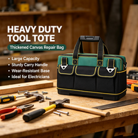 Sac à outils à poignée télescopique - Mallette de rangement portable multi-poches pour matériel, fermeture éclair, couleurs noir/rouge, style porté épaule