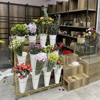 Support de Présentation Floral Multi-Niveaux Réglable en Plastique et Acier Écologique, Étagère de Fleuriste, Étagère de Conditionnement et de Culture des Fleurs, Mariage