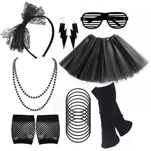 80S classique dames habiller néon collier stores lunettes boucles d'oreilles résille gant jambe couverture <span class=keywords><strong>Tutu</strong></span> jupe costume - Product Image 3