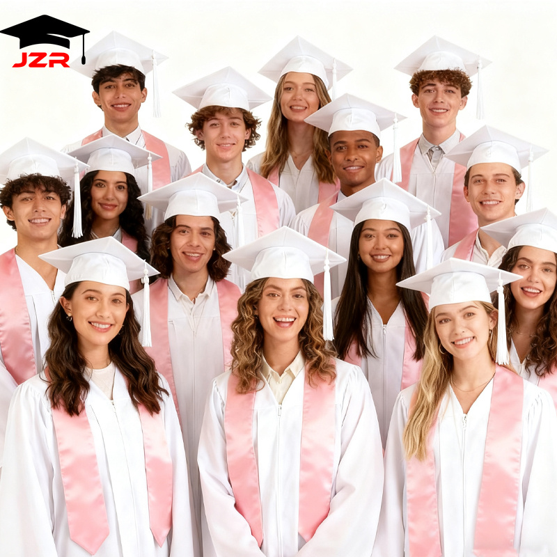 toga dress for graduation Shiny White Bachelors Cap & Gown main image 0