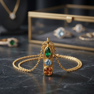 Collier pendentif en zircon créé en laboratoire plaqué or, avec breloque colorée taille marquise et chaîne à maillons, bijoux de mode tendance pour femme, idéal pour les soirées - Product Image 3