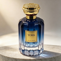 Flacon de parfum en verre de luxe de 100 ml avec pulvérisateur à pompe à marquage à chaud, couleur personnalisée, bouchon doré UV