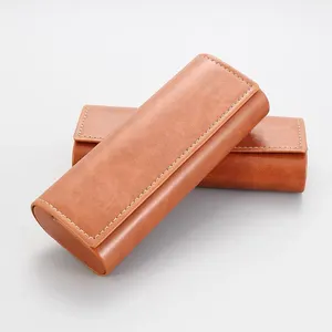 Glasses Cases Factory Custom Sunglasses Portable Handmade PU Leather Simple Storage Boxes