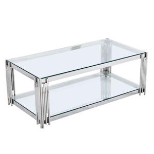Plateau en verre trempé nordique argenté pieds en acier inoxydable table centrale meubles de salon tables basses de luxe modernes - Product Image 5