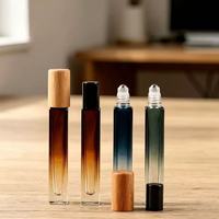 Flacon pompe en verre portable haut de gamme pour échantillons de parfum, avec bouchon en bois, 10 ml, flacon roll-on carré