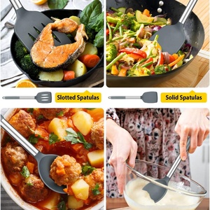 Ensemble d'ustensiles de cuisine en acier inoxydable de haute qualité, spatules en silicone, ustensiles de cuisine pour la cuisson - Product Image 3