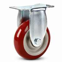 Roulettes pivotantes amortissantes avec frein, série 9565mm, plaque supérieure en PP, roue pleine en polyuréthane, 2.5-5 pouces, 100-140kg