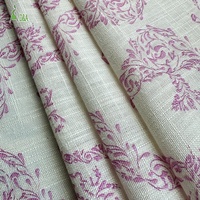 Tissu imprimé en lin et viscose slub, poids moyen, couleur lilas, motif hippocampe, pour vêtements, chemises et robes