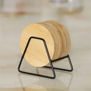 Подставка под стаканы для напитков с логотипом под заказ, Экологичная чашка, Бамбуковая деревянная подставка для напитков