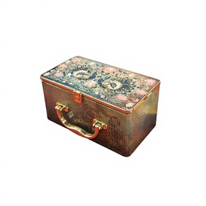 Tiny Glass World Solid Wood Handmade Rectangular <b>Box</b> Floral Inlay 9x5x3.5 Inch 2 Jars Satin Cloth Interior Multifunction A-2 - Product Image 1