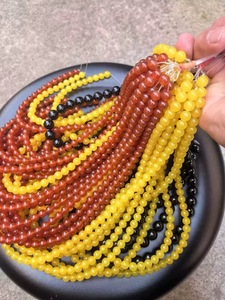 Manik-manik Batu Agate Alami Laris Manis 4mm 6mm 8mm Merah Hijau Putih Kuning Untaian Batu Permata Lepas untuk Pembuatan Perhiasan - Product Image 4