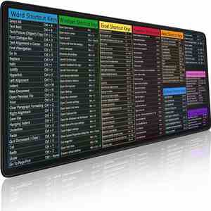 Alfombrilla de Ratón Grande para Oficina X919-1, de Goma, con Reposamuñecas para Juegos, Personalizable con Idioma, Atajos de Excel/Teclado, Versión en Inglés, en Stock - Product Image 1