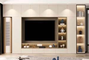 2025 chaud moderne en bois massif meuble TV mur complet Simple maison TV support mural intégré fond armoire de rangement verre support TV - Product Image 4