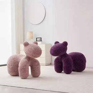 Nouveau mignon poney en forme d'enfants chaise pour salon chambre Villa luxueux moderne unique chaise de loisirs velours chaise longue - Product Image 1