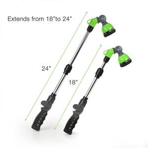 Bâton d'arrosage 18-24 pouces, poignée en alliage de zinc, tube en acier inoxydable, tête à cliquet, commande au pouce, poignée souple, usage en jardin - Product Image 2