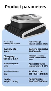 Cordless Automatic Indoor Use Swimming Pool Cleaning Robot <b>Remote</b> <b>Control</b> Vacuum Climbing Wall Sewage Suction - Product Image 4