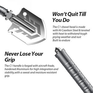 Pala de acampada multifuncional, pala táctica plegable de supervivencia, portátil, multiherramienta con cuchillo - Product Image 3