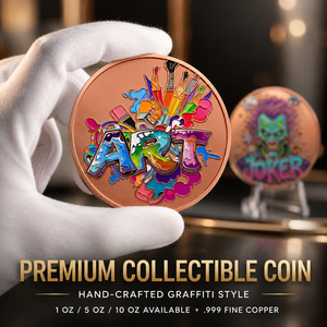 Pièce de collection en cuivre pur 99,9 % de 1 oz, motif graffiti urbain, médaille artistique 3D en relief UV colorée, idéale pour un cadeau - Product Image 2