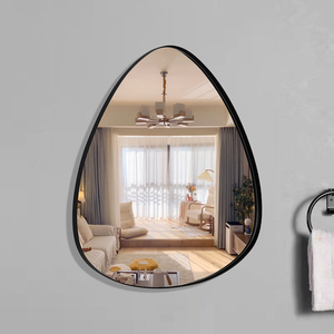 Miroir de table de luxe pour entrée, miroir de maquillage vintage en métal, miroirs de salle de bain d'hôtel, cadre en métal noir et or - Product Image 1