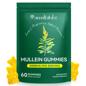 Acentiallabs Gomas Veganas de Mullein Suplementos Herbais Naturais Orgânicos 2000mg Gomas de Folha de Mullein para Respiração e Pulmões - Product Image 1