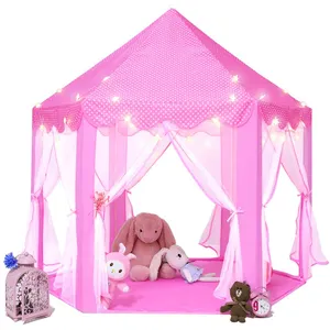 Princess Tent Girls Large Playhouse Kids Castle Play Tent com Star Lights para Crianças Indoor e Outdoor Games Toy Tendas