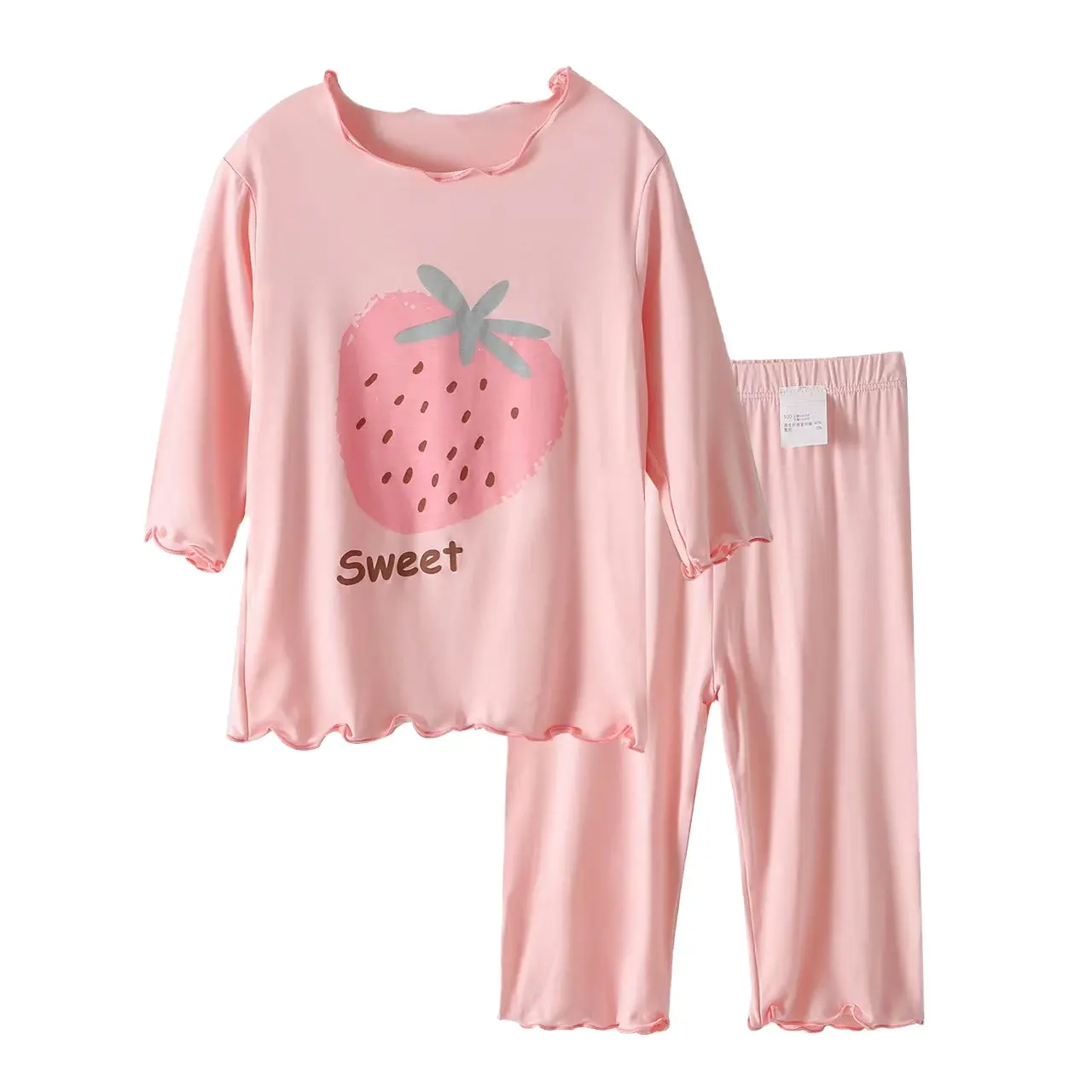Pijama de manga larga para niños de primavera y otoño, pijama Kurta para niñas, pijama informal nuevo negro para niñas