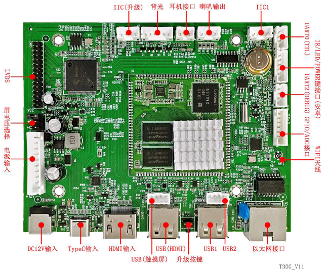 Type C HDM input Full HD dual LVDS output ebedded Ethernet WIFI Android 9.0 smart all in one driving board controller board