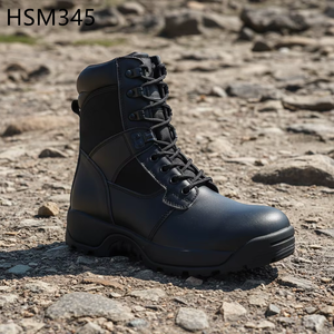 รองเท้าบูทคอมแบทสีดำแบบมีซิป รุ่น HY,Singapore Market Composite Toe Insert พร้อมแผ่นป้องกันนิ้วเท้าแบบกันกระแทก สำหรับป่าดงดิบ รุ่น HSM345 - Product Image 1